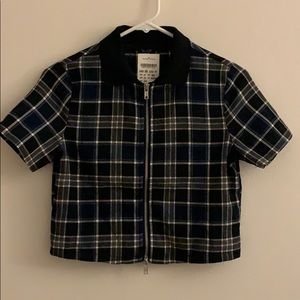 brandy melville blue plaid caroline top